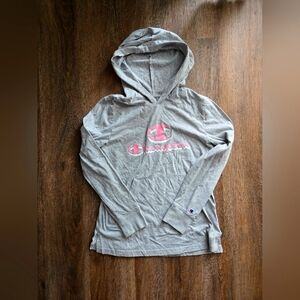 GUC Girls Grey Lightweight Pink & Grey Champion Hoodie, Size XL